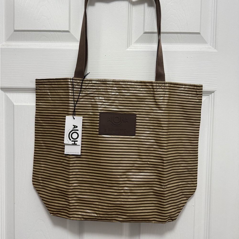 ALOHA Collection Brown Striped Tote Bag